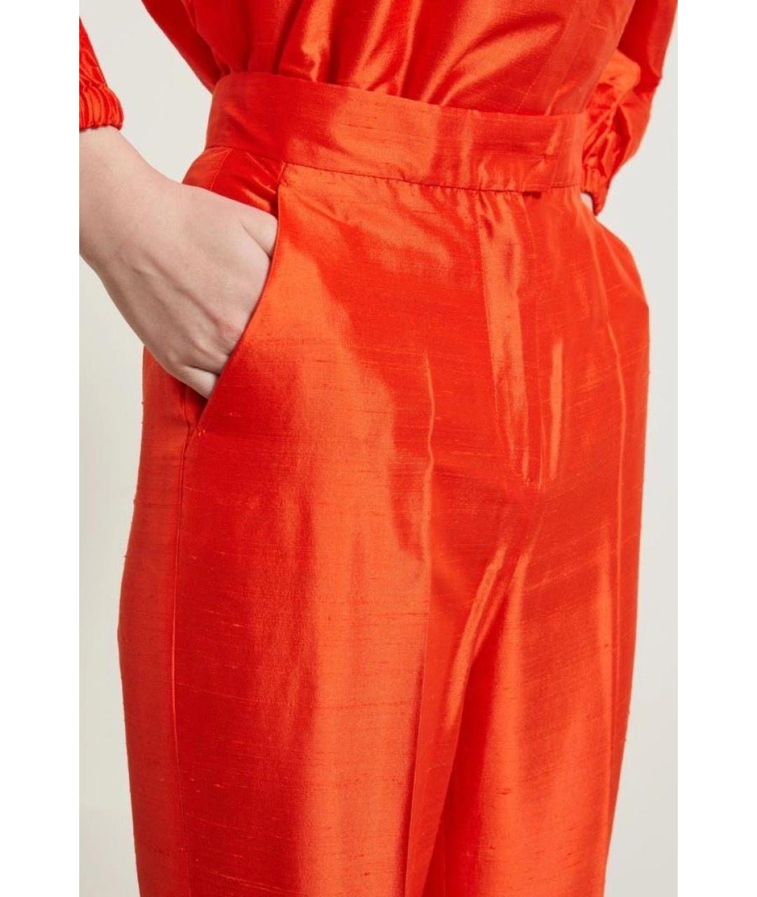 MAX MARA STUDIO Оранжевые шелковые прямые брюки, фото 3