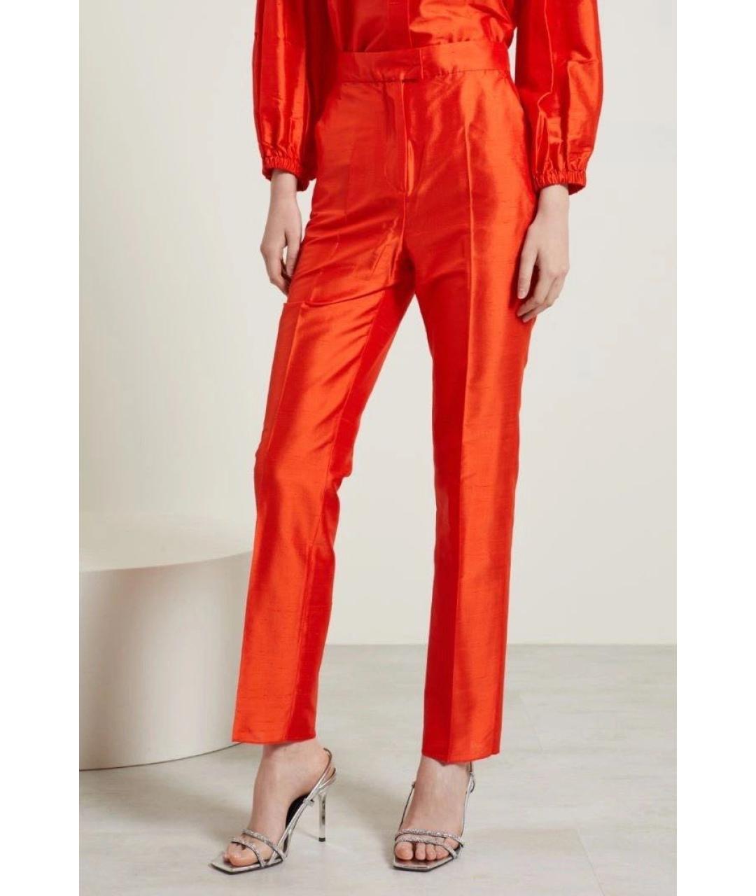 MAX MARA STUDIO Оранжевые шелковые прямые брюки, фото 2