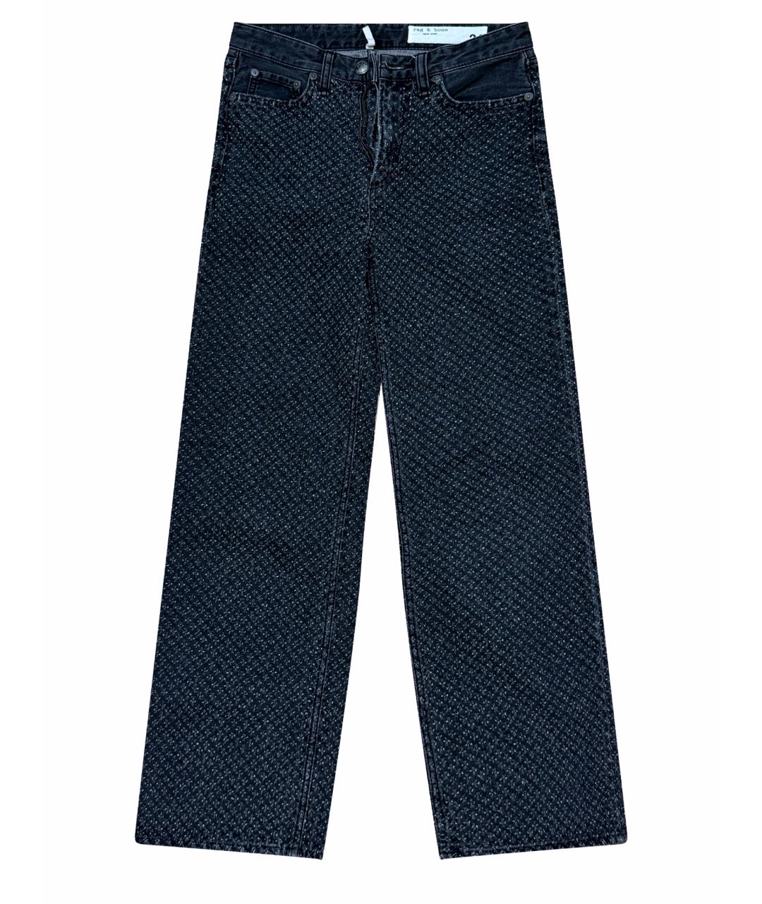 RAG & BONE Черные хлопковые прямые джинсы, фото 1