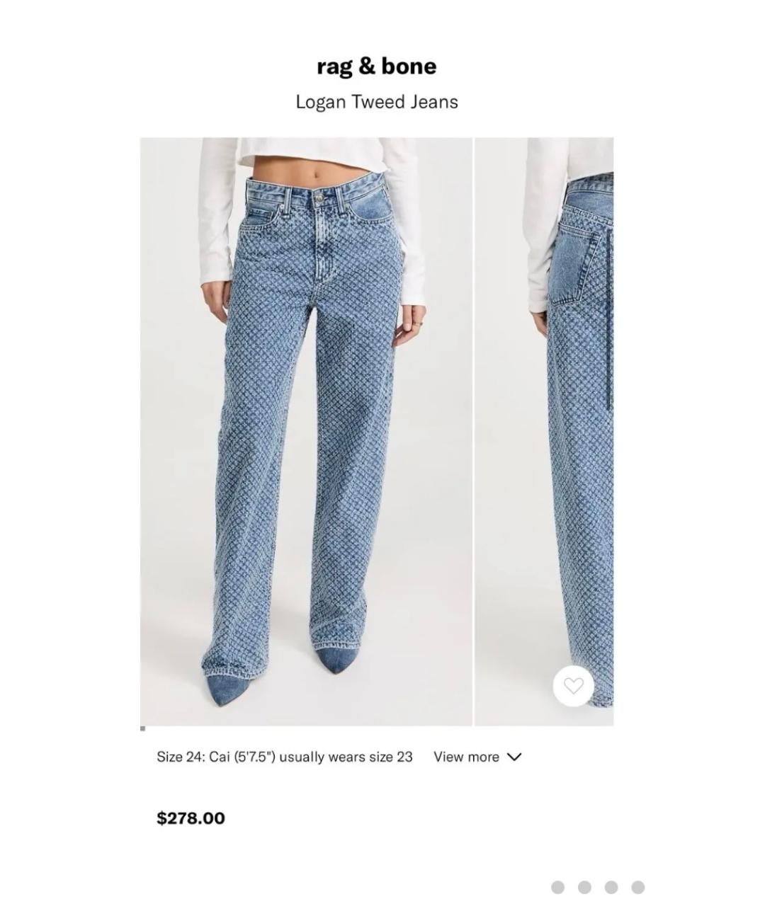 RAG & BONE Черные хлопковые прямые джинсы, фото 6