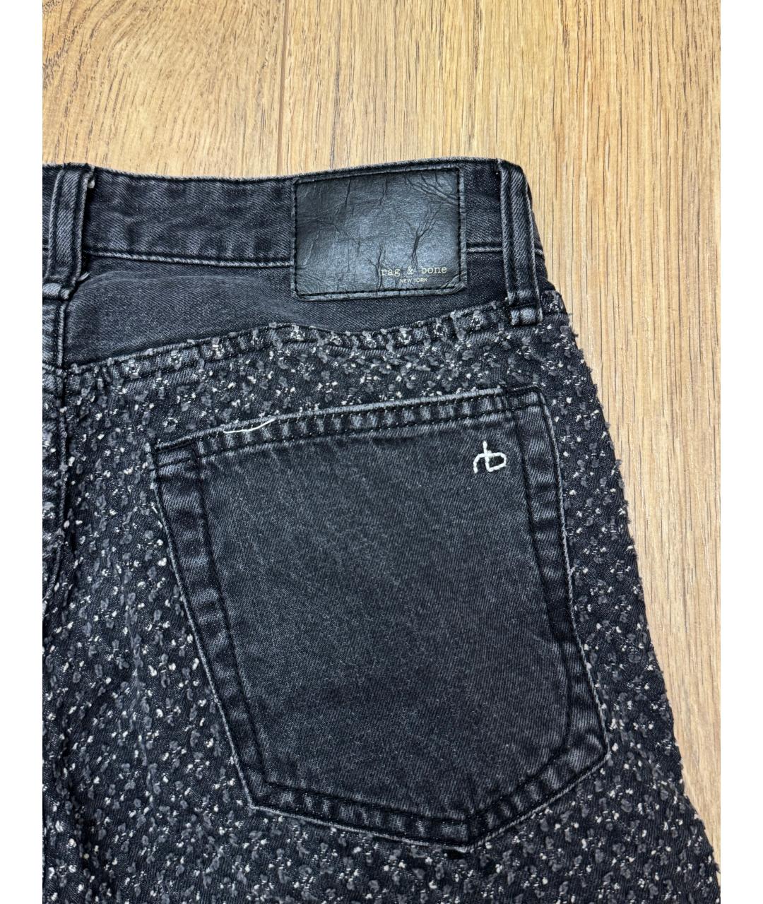 RAG & BONE Черные хлопковые прямые джинсы, фото 5