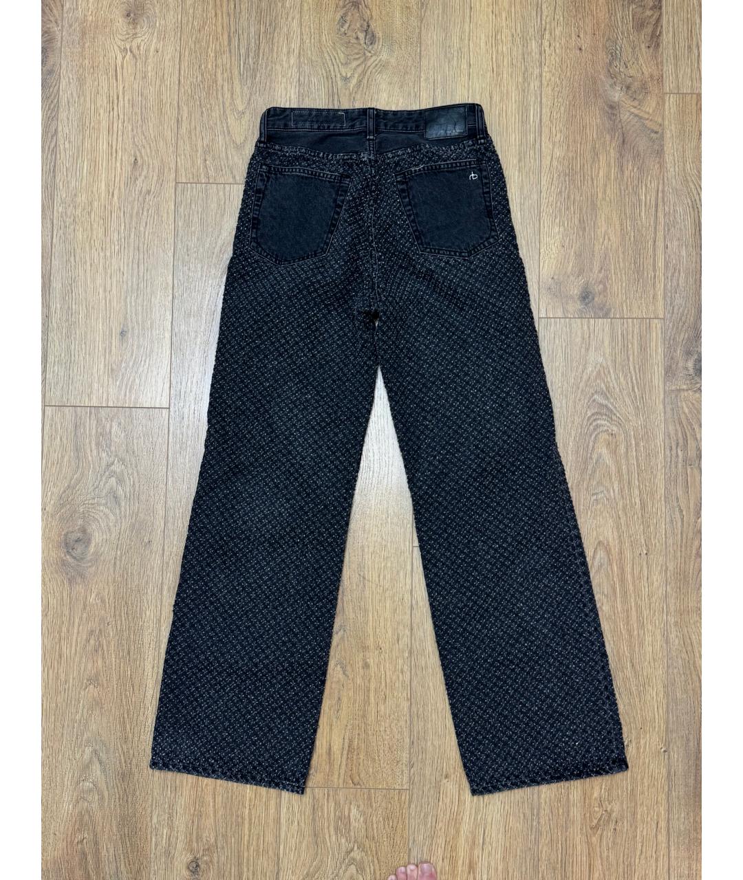 RAG & BONE Черные хлопковые прямые джинсы, фото 3