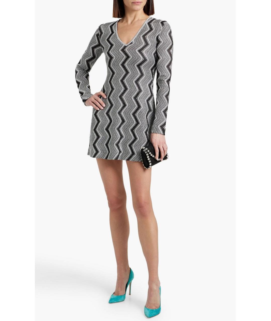 MISSONI Серебряное вискозное коктейльное платье, фото 2