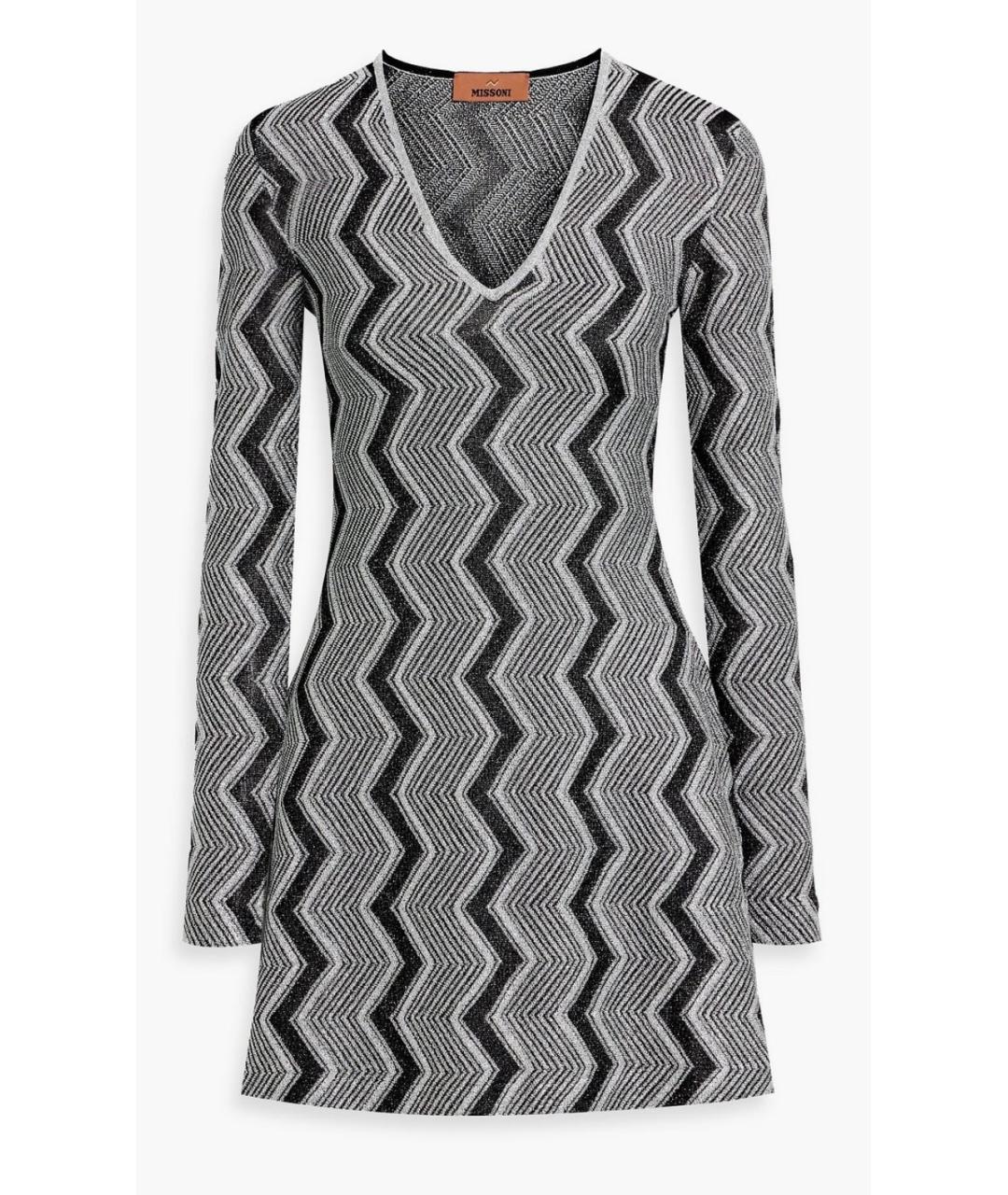 MISSONI Серебряное вискозное коктейльное платье, фото 4