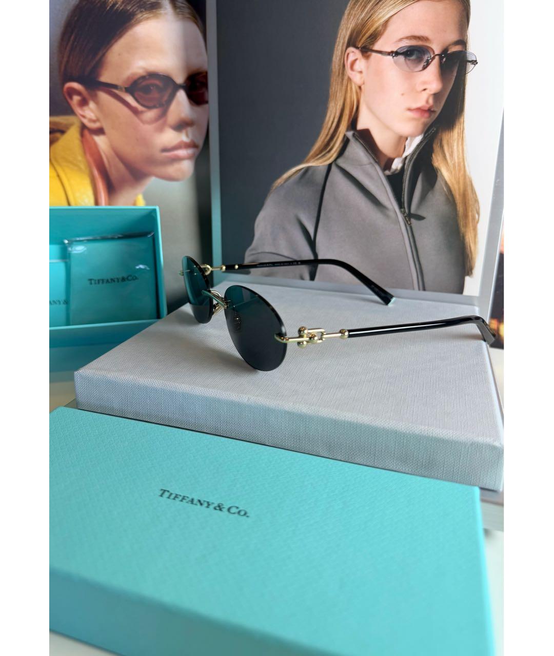 TIFFANY&CO Черные металлические солнцезащитные очки, фото 7
