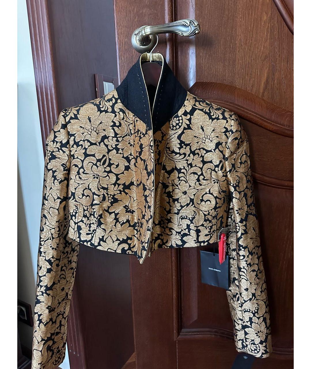 DOLCE&GABBANA Горчичный шелковый жакет/пиджак, фото 3