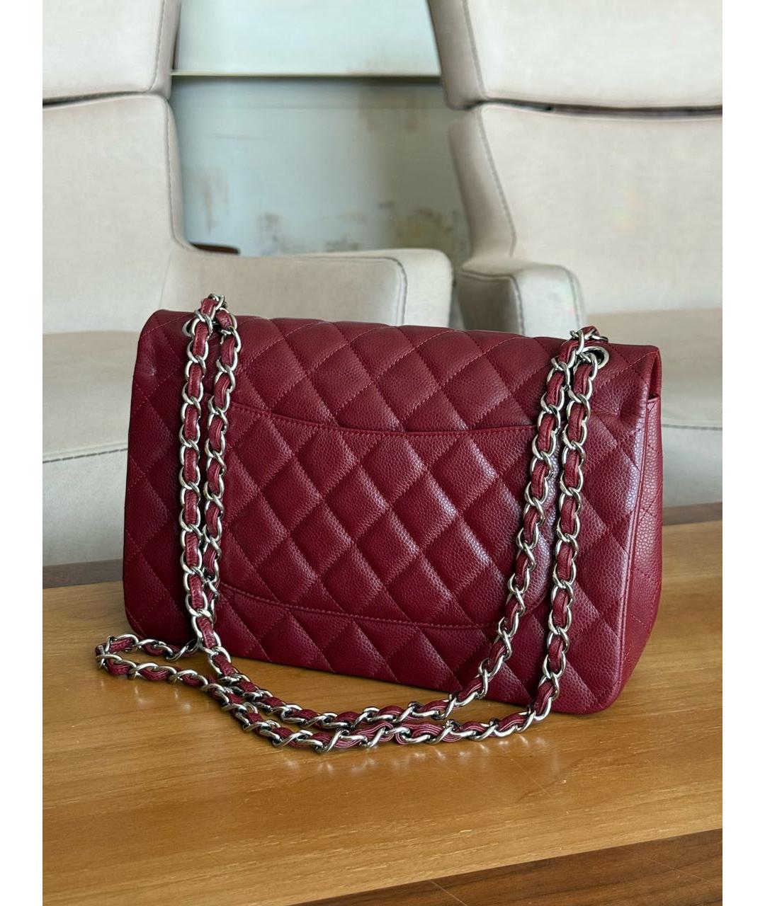 CHANEL Бордовая кожаная сумка через плечо, фото 3