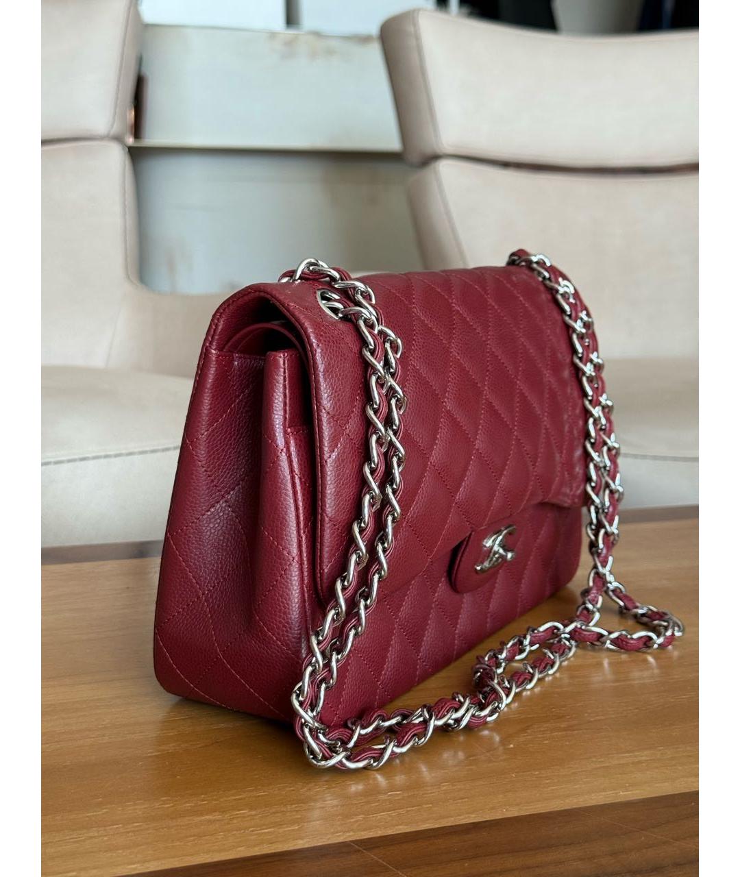 CHANEL Бордовая кожаная сумка через плечо, фото 4