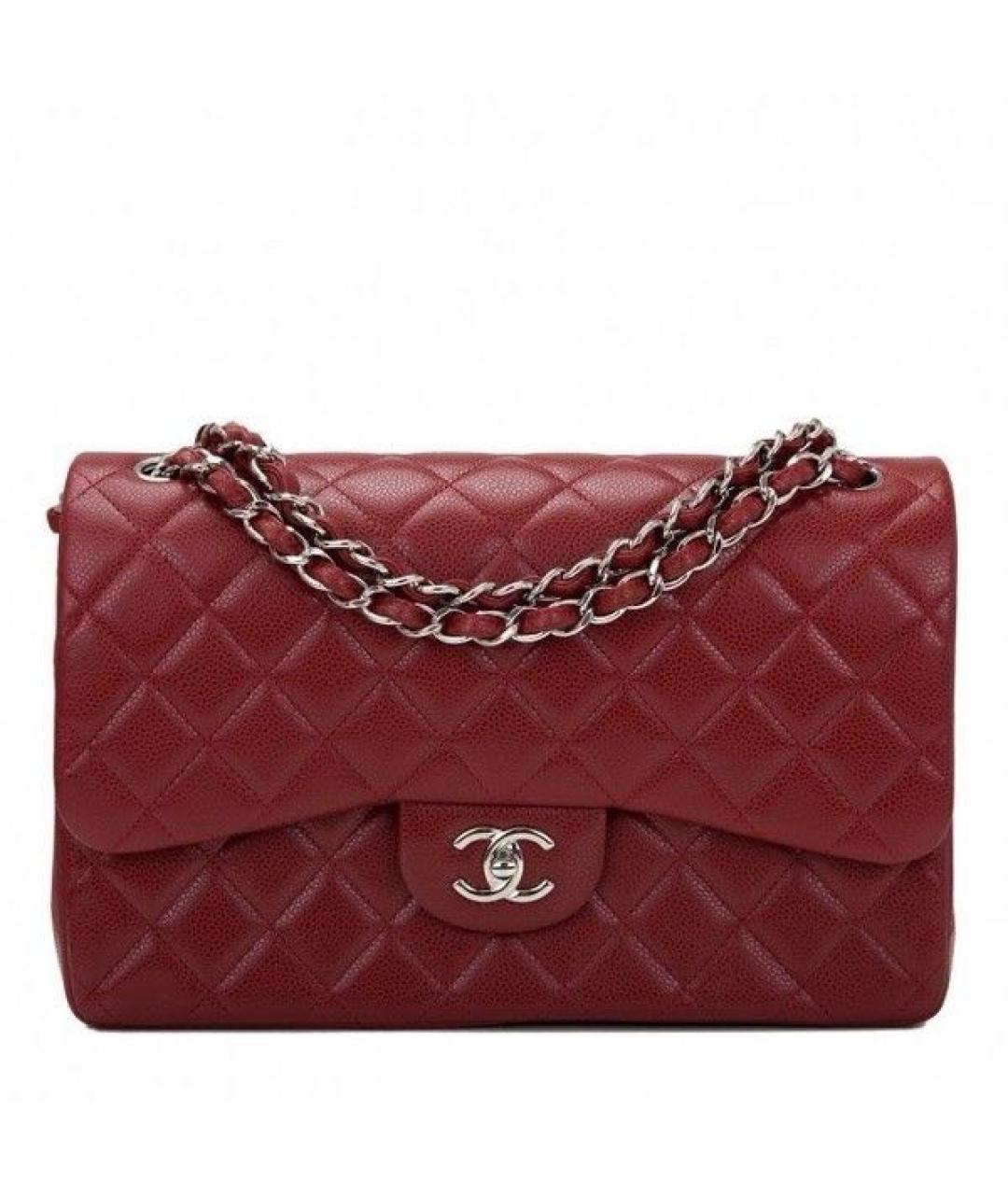 CHANEL Бордовая кожаная сумка через плечо, фото 1
