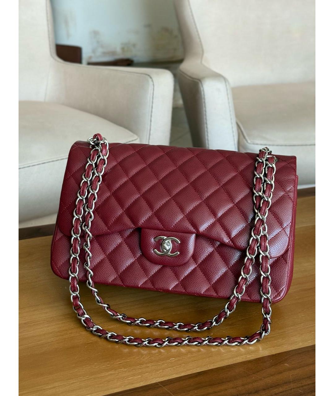 CHANEL Бордовая кожаная сумка через плечо, фото 2
