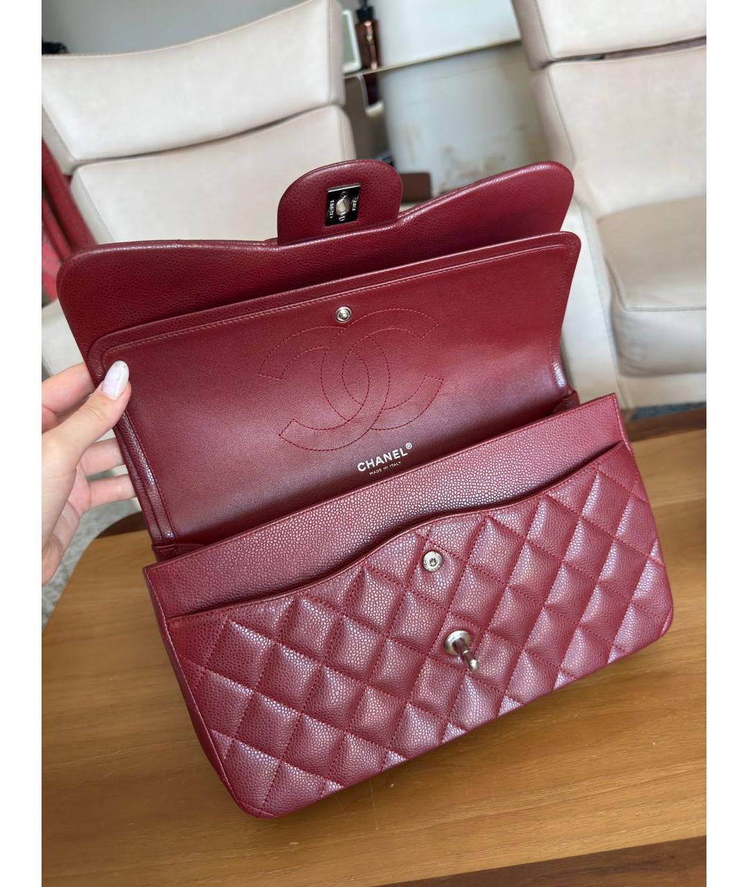 CHANEL Бордовая кожаная сумка через плечо, фото 5