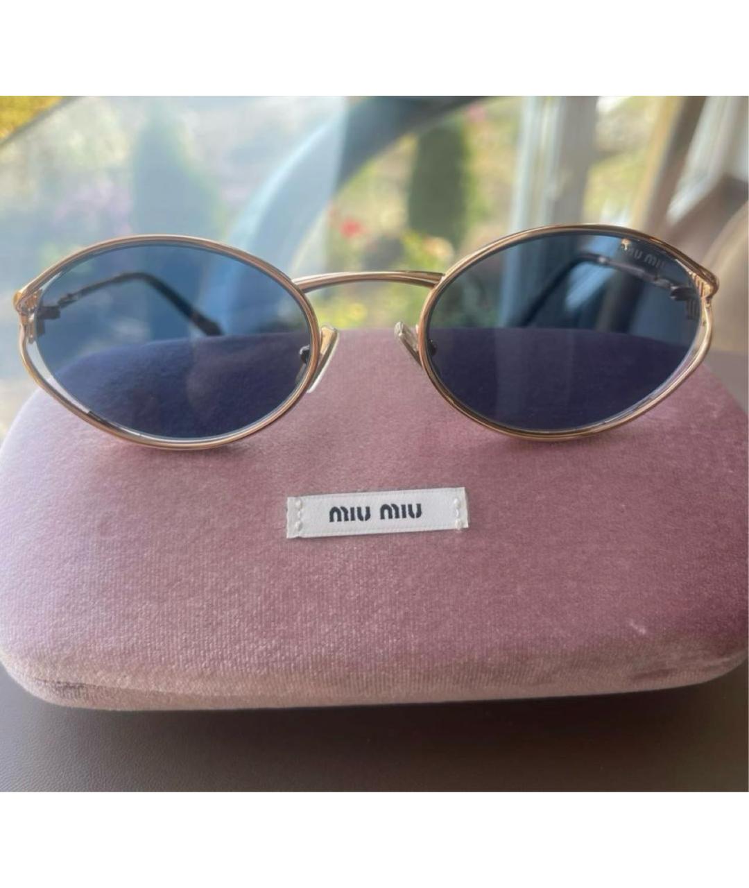 MIU MIU Золотые металлические солнцезащитные очки, фото 6