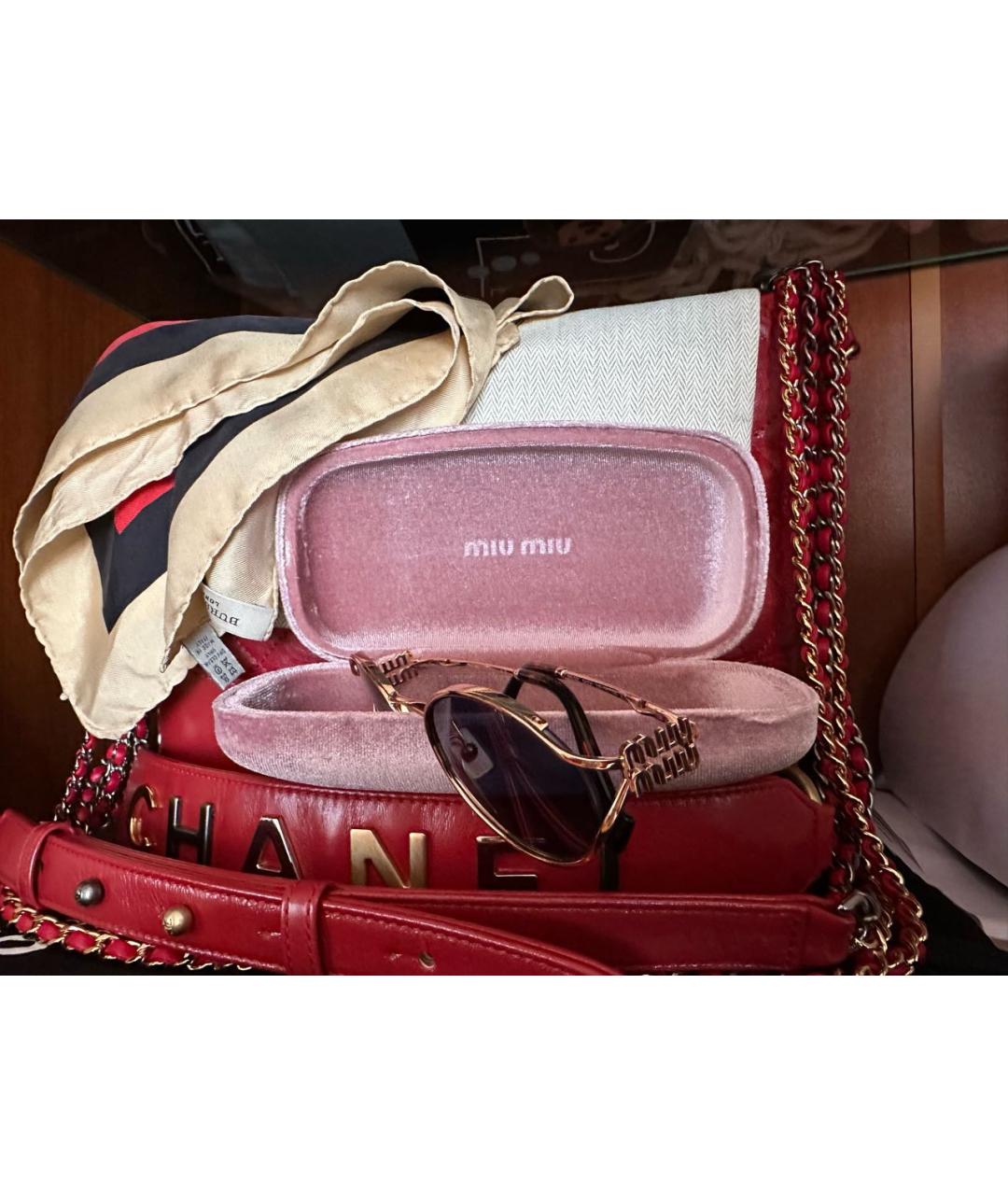 MIU MIU Золотые металлические солнцезащитные очки, фото 3