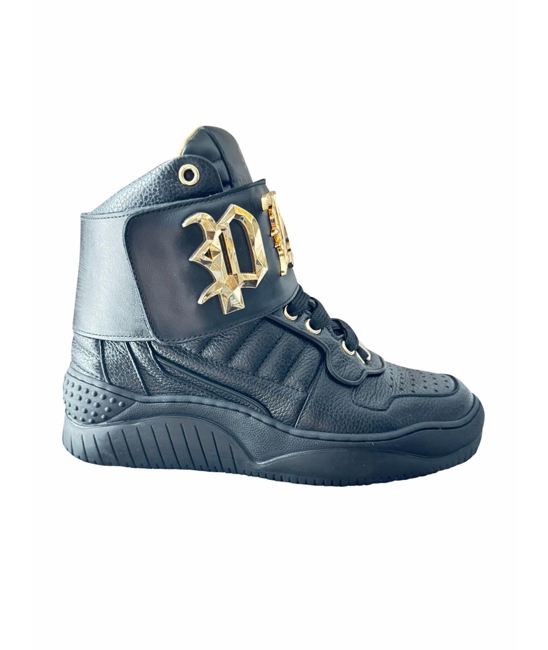 PHILIPP PLEIN Черные кожаные ботинки, фото 1