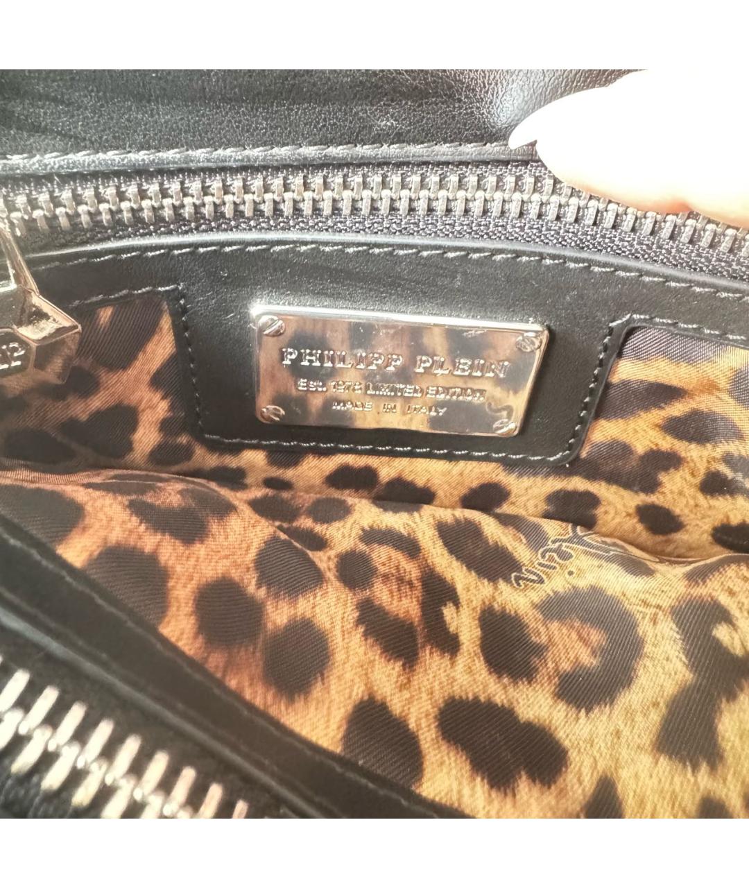PHILIPP PLEIN Черная сумка через плечо из искусственной кожи, фото 4