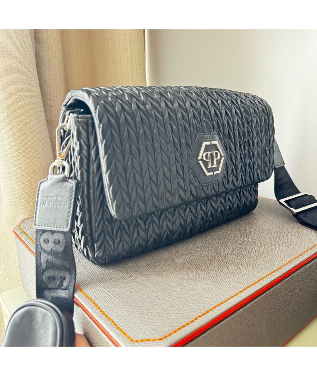 PHILIPP PLEIN Черная сумка через плечо из искусственной кожи, фото 2