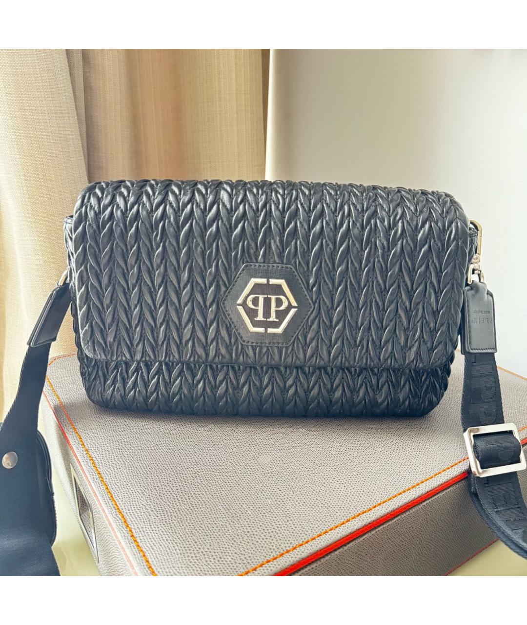 PHILIPP PLEIN Черная сумка через плечо из искусственной кожи, фото 1