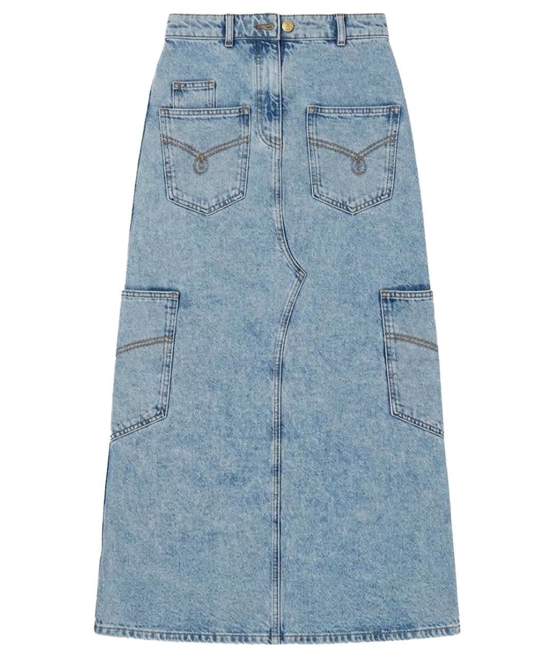 MOSCHINO Голубая хлопковая юбка макси, фото 1