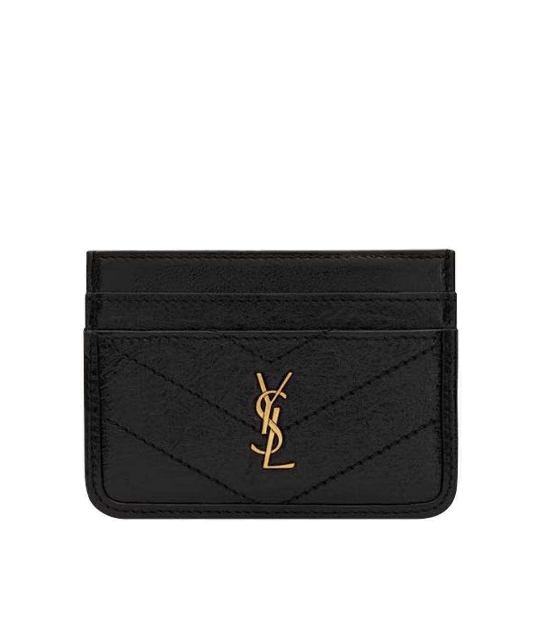 SAINT LAURENT Черный кожаный кардхолдер, фото 1