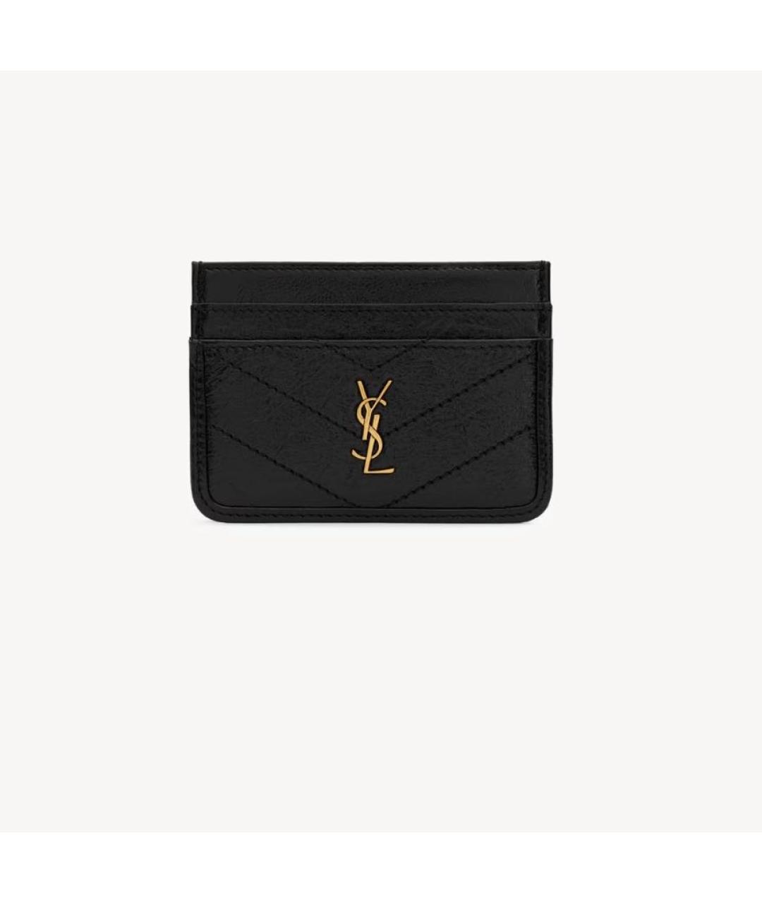 SAINT LAURENT Черный кожаный кардхолдер, фото 3
