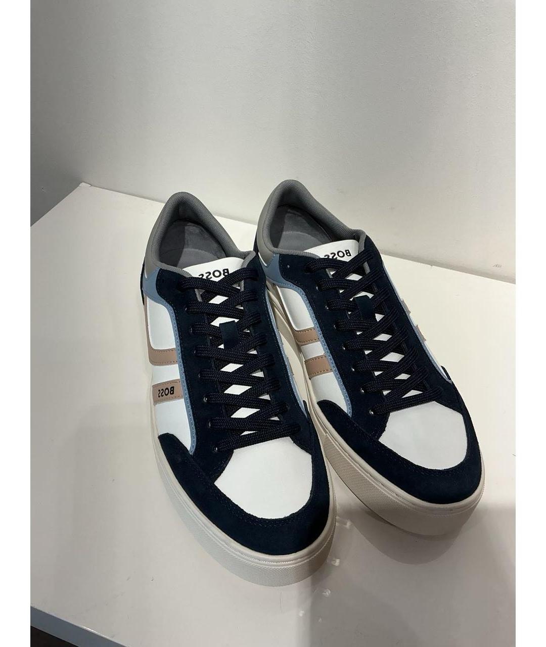 HUGO BOSS Белые низкие кроссовки / кеды из искусственной кожи, фото 5