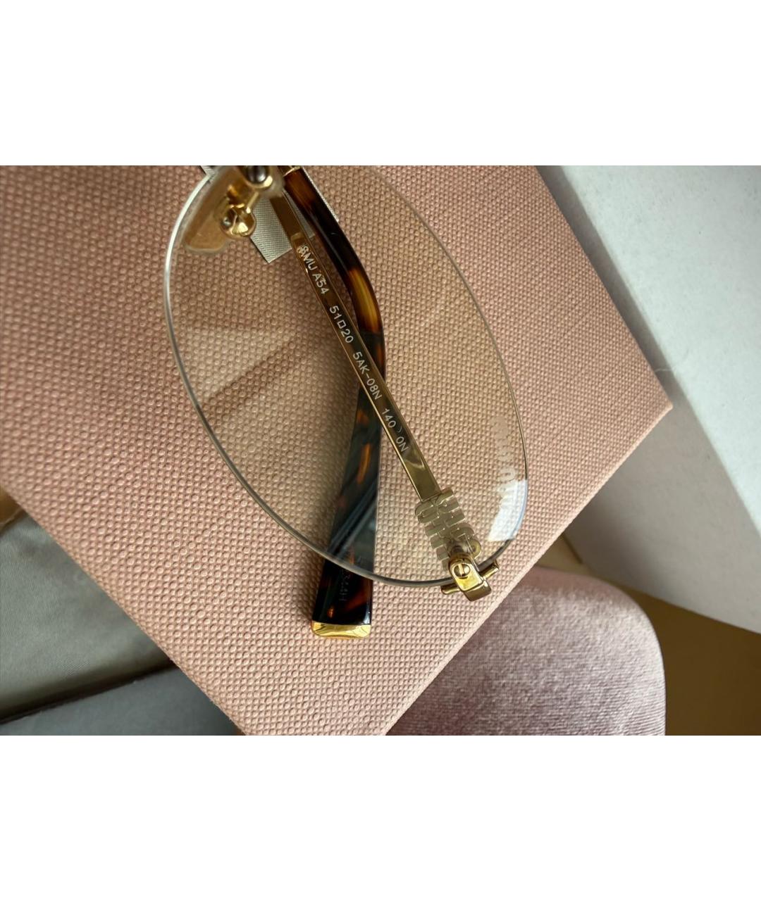 MIU MIU Золотые металлические солнцезащитные очки, фото 4