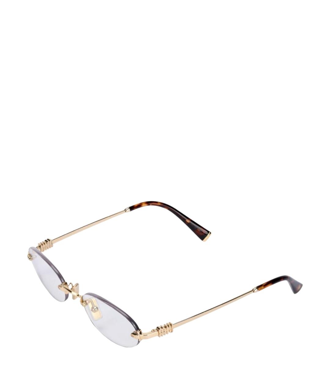 MIU MIU Золотые металлические солнцезащитные очки, фото 1