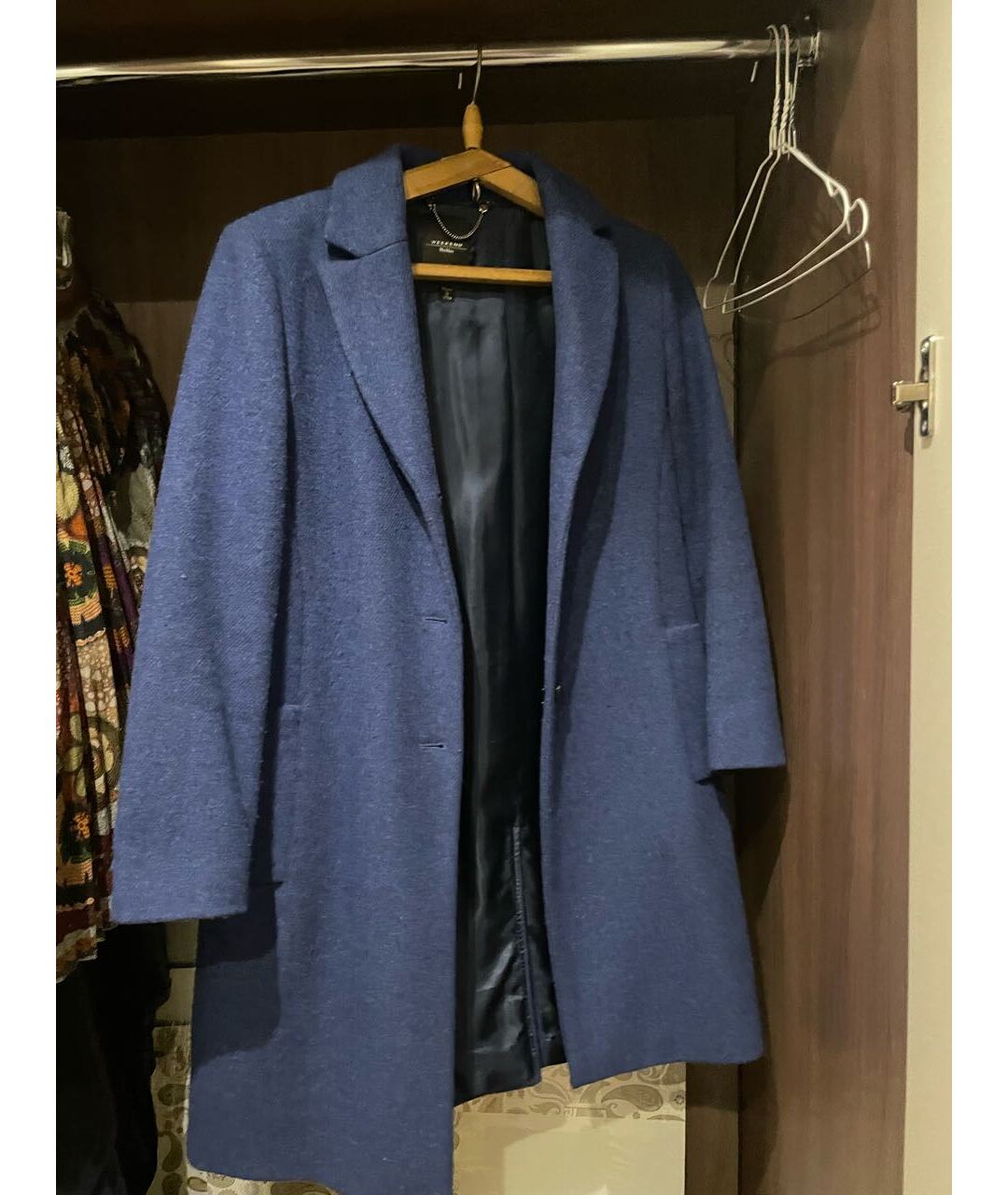 WEEKEND MAX MARA Синее шерстяное пальто, фото 5
