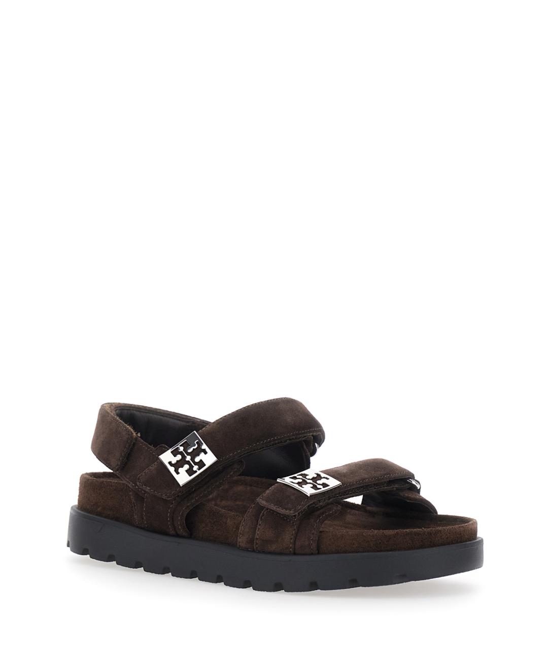 TORY BURCH Коричневые замшевые сандалии, фото 2