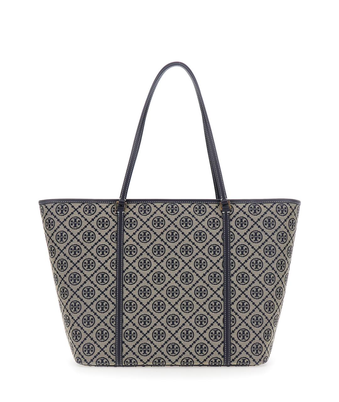 TORY BURCH Синяя хлопковая сумка тоут, фото 1