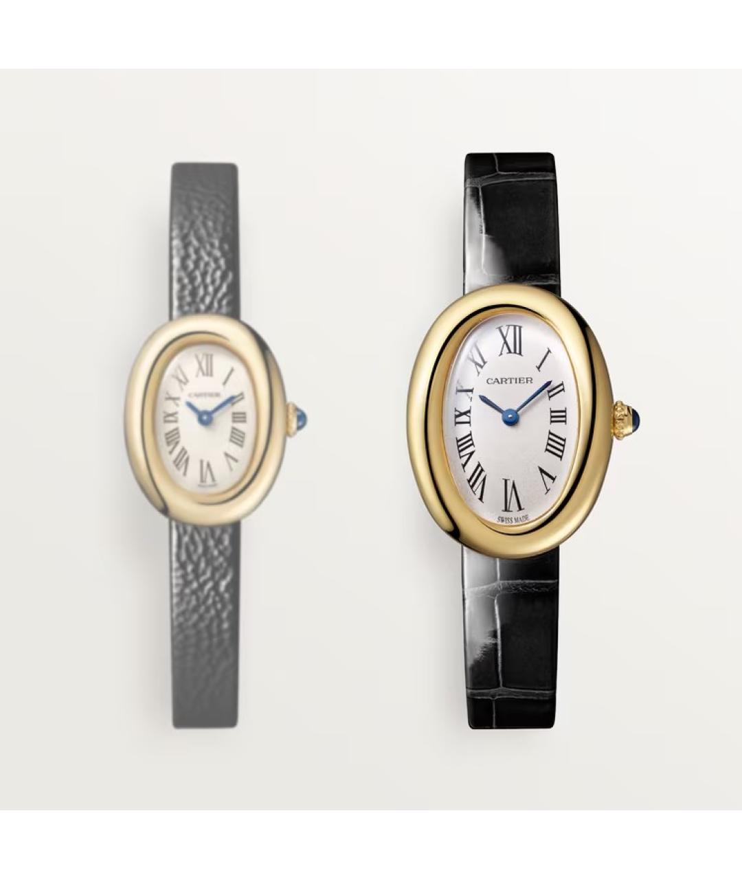 CARTIER Черные часы из желтого золота, фото 2