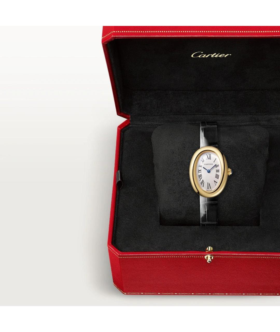 CARTIER Черные часы из желтого золота, фото 4