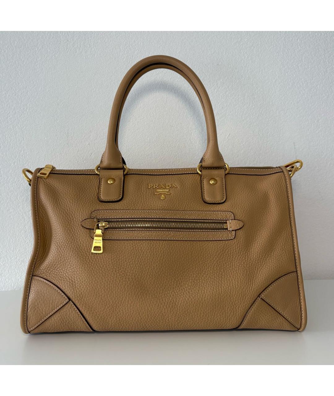 PRADA Бежевая кожаная сумка тоут, фото 1