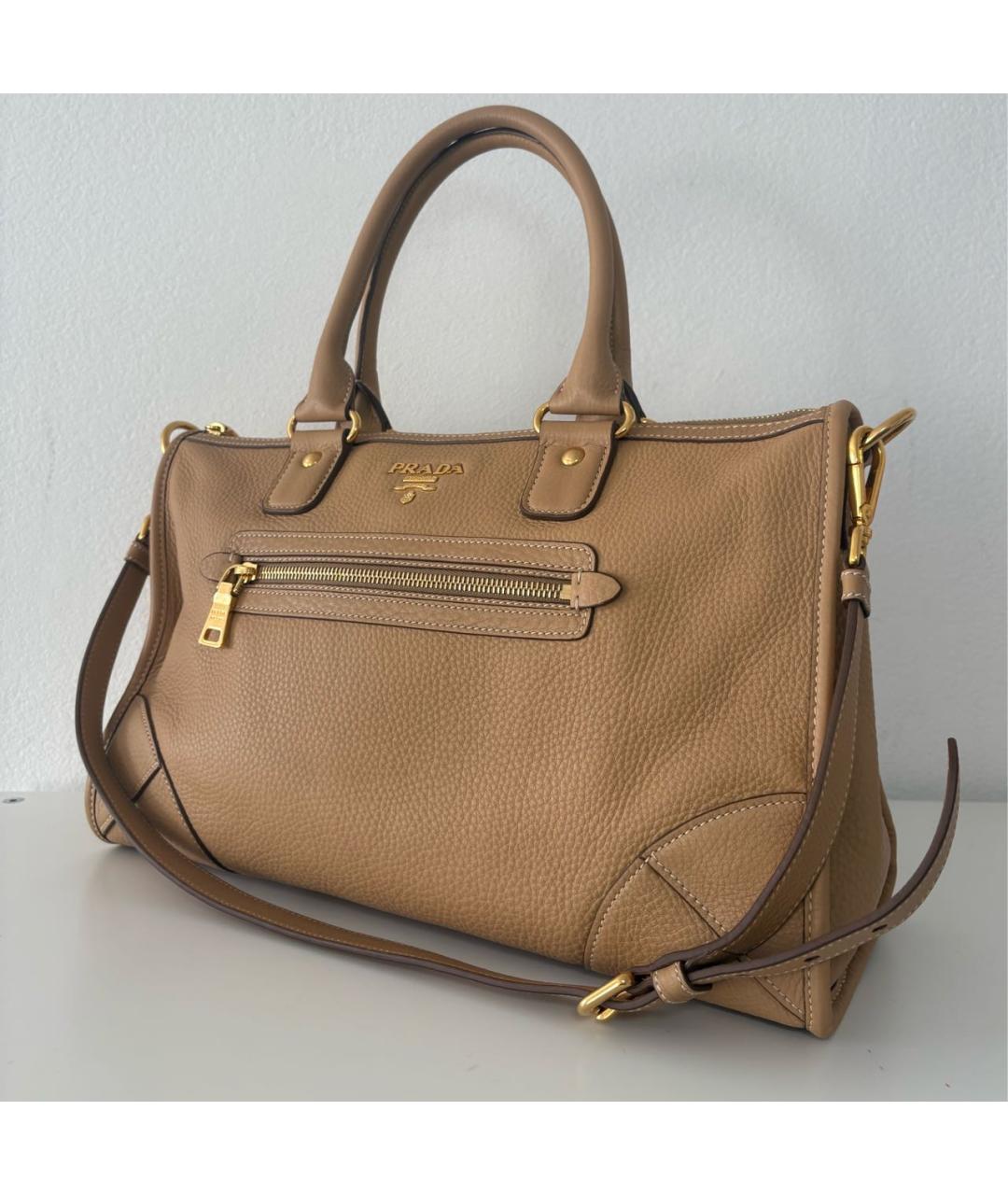 PRADA Бежевая кожаная сумка тоут, фото 2