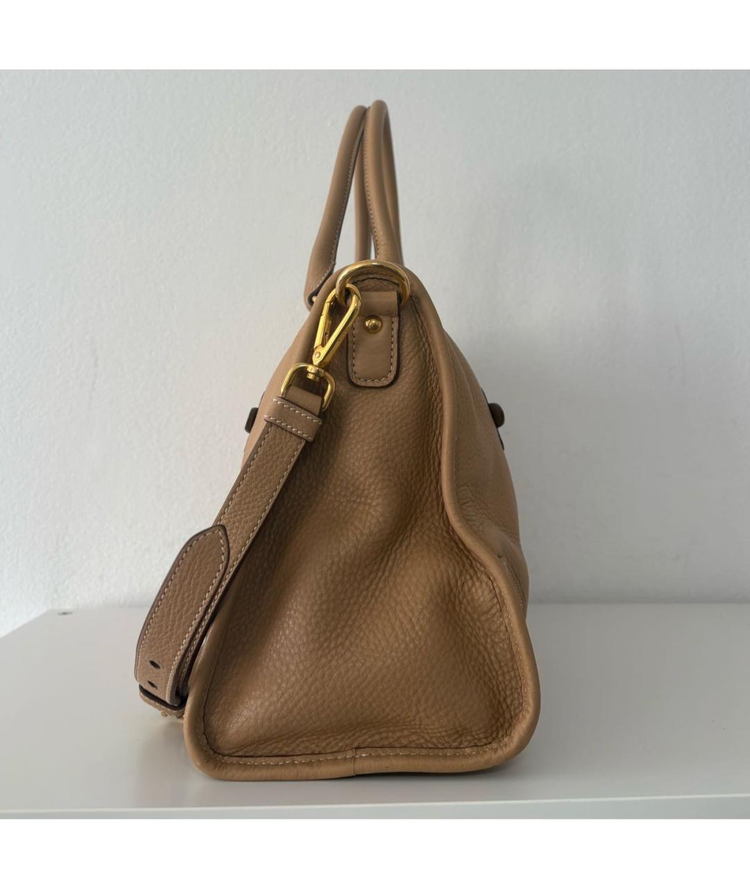 PRADA Бежевая кожаная сумка тоут, фото 5