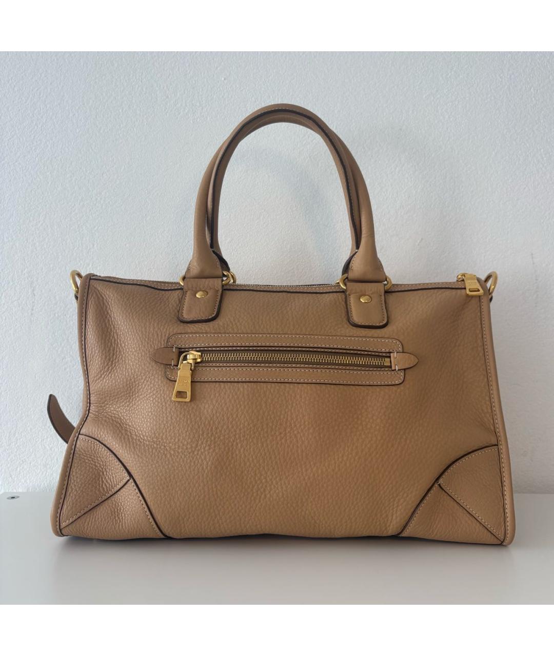 PRADA Бежевая кожаная сумка тоут, фото 3