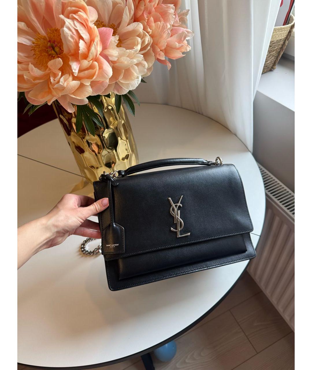 SAINT LAURENT Черная кожаная сумка через плечо, фото 9