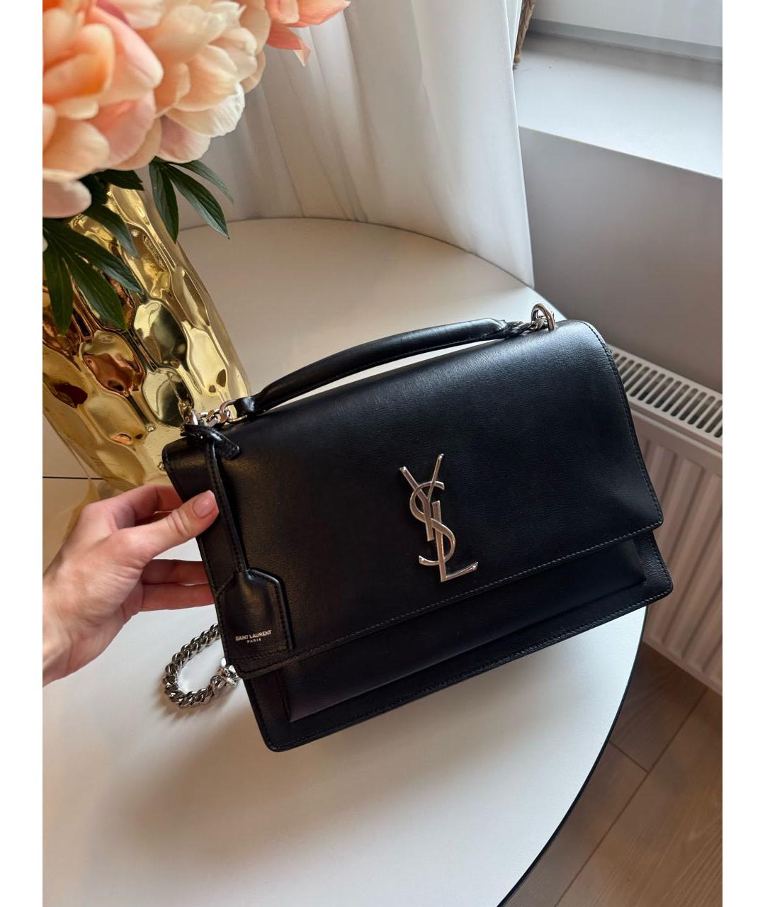 SAINT LAURENT Черная кожаная сумка через плечо, фото 3