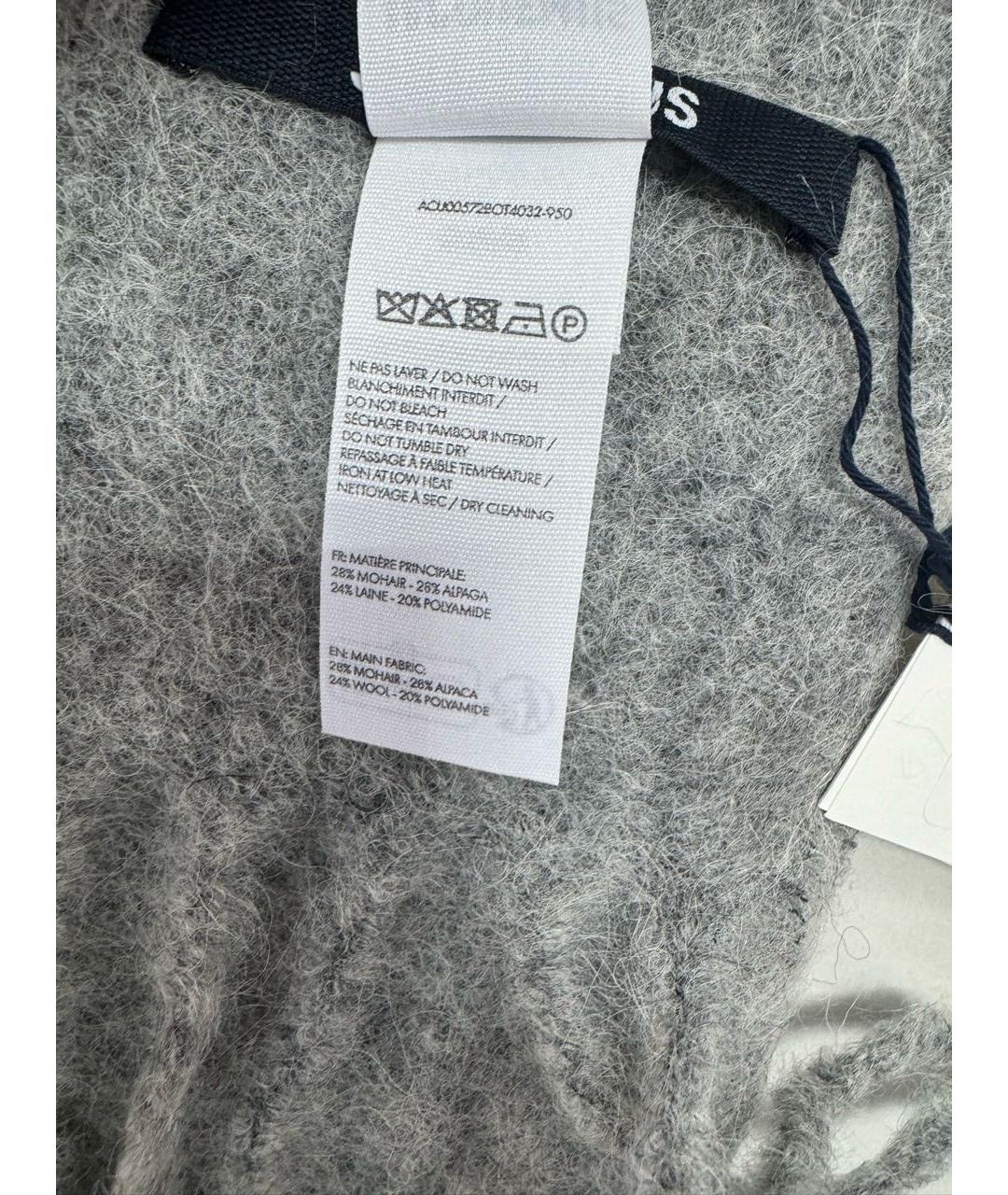 JACQUEMUS Серый шерстяной шарф, фото 4
