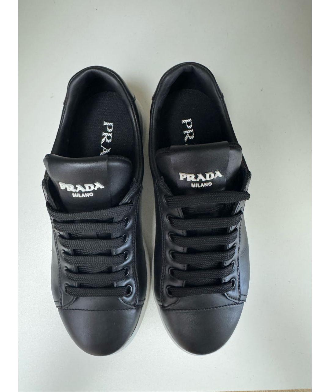 PRADA Черные кожаные кеды, фото 3