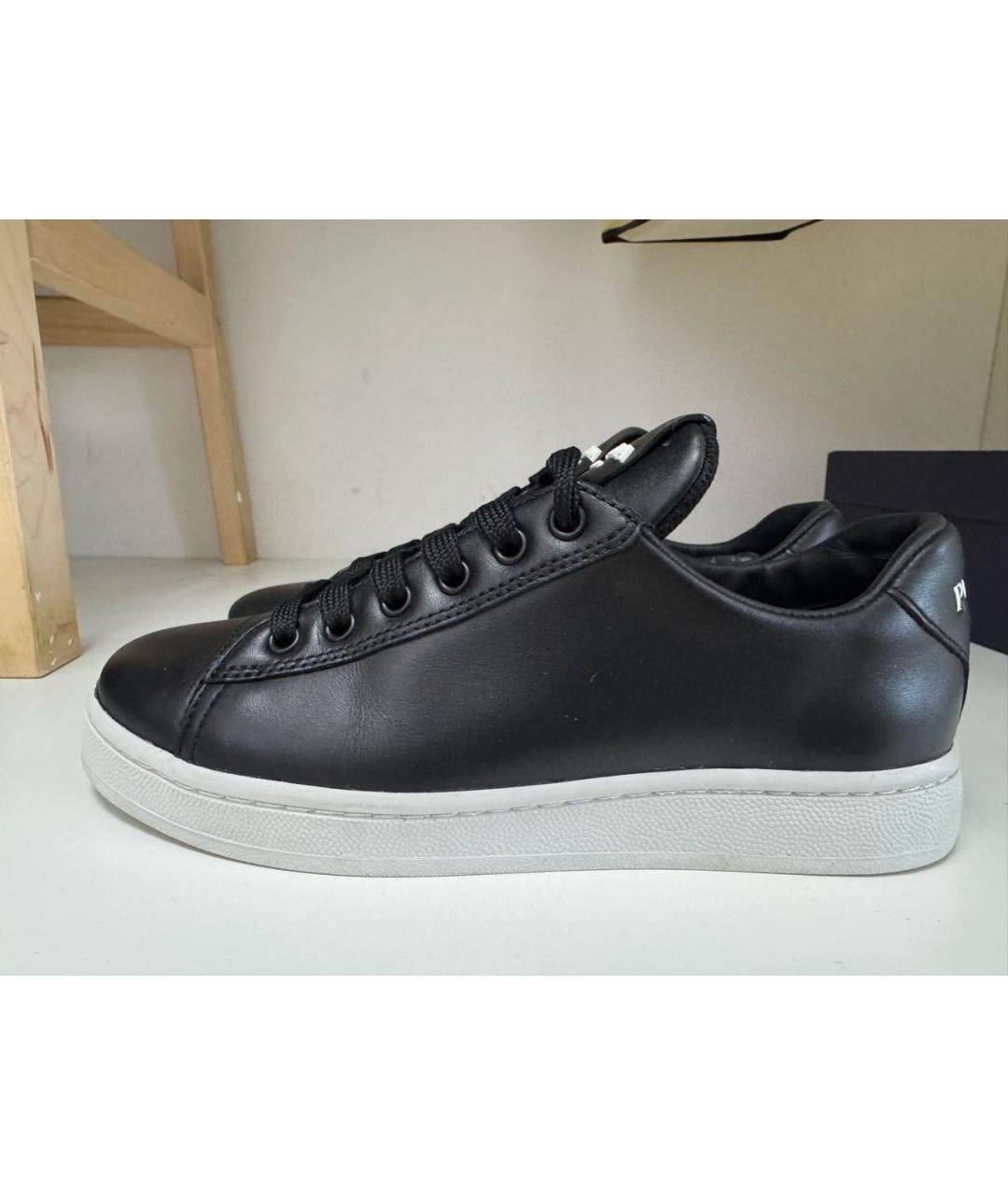 PRADA Черные кожаные кеды, фото 5