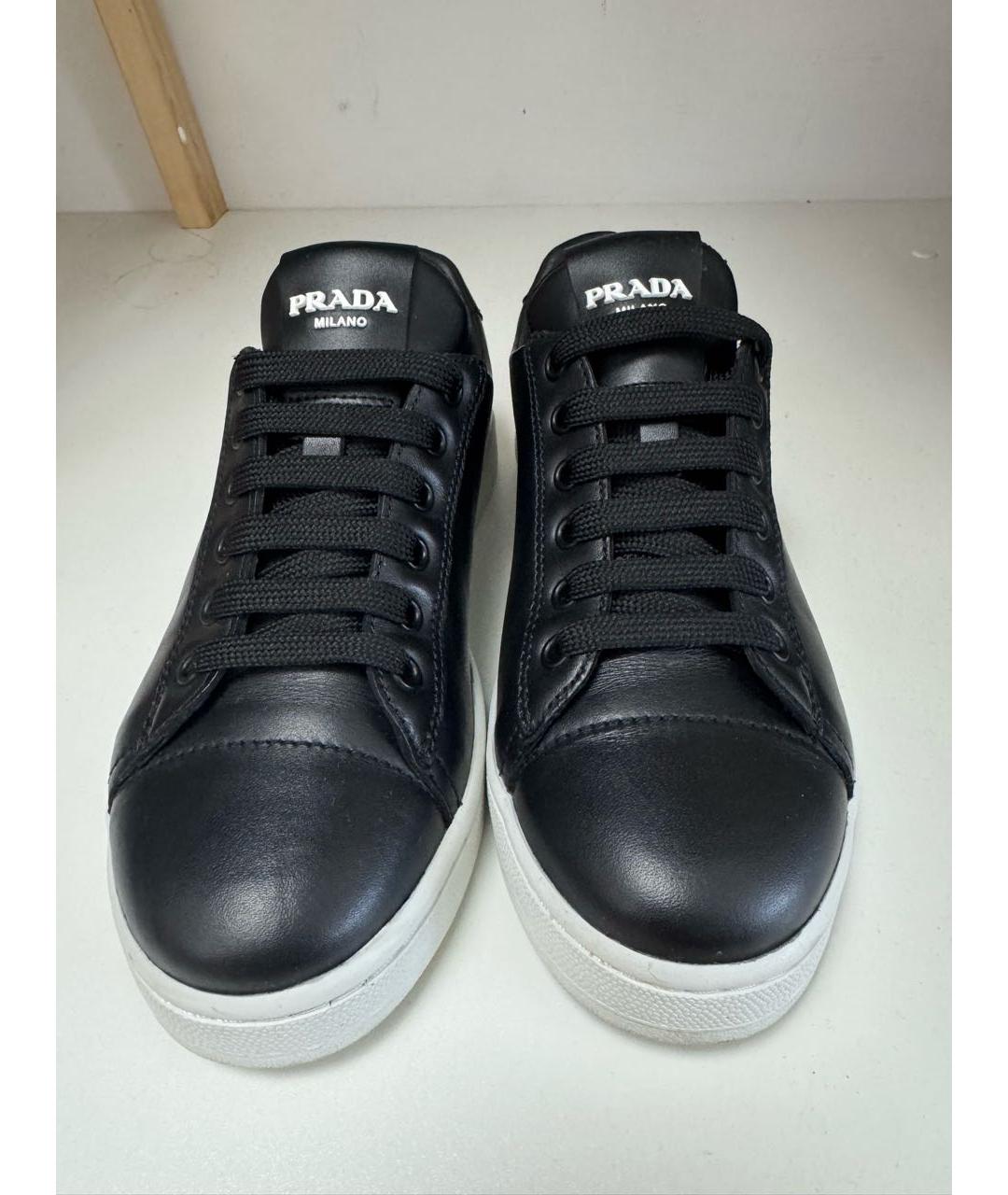 PRADA Черные кожаные кеды, фото 2