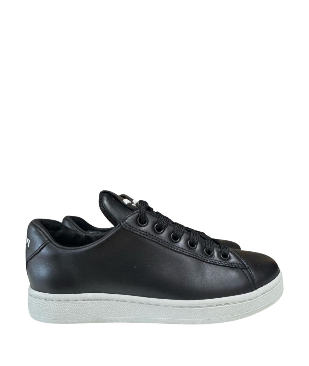 PRADA Черные кожаные кеды, фото 1
