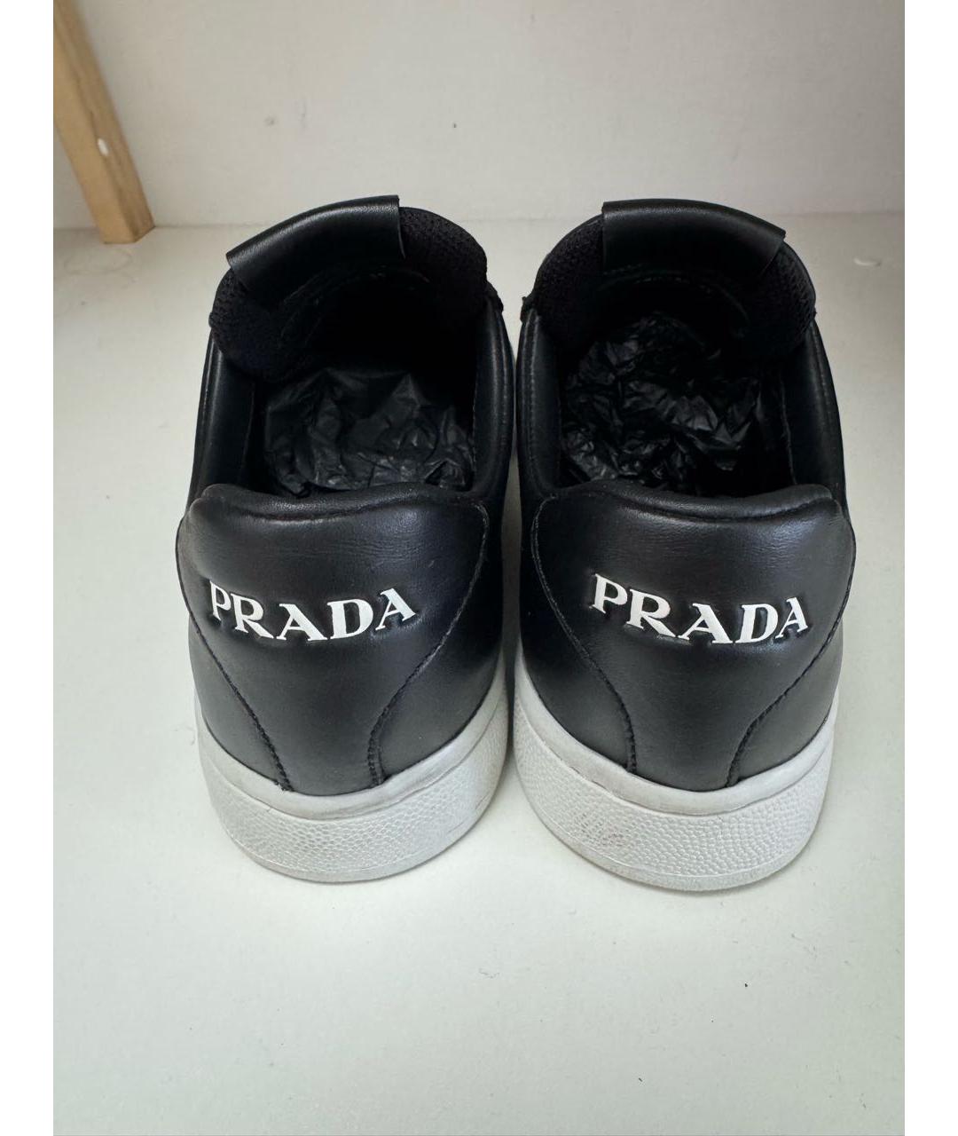 PRADA Черные кожаные кеды, фото 4