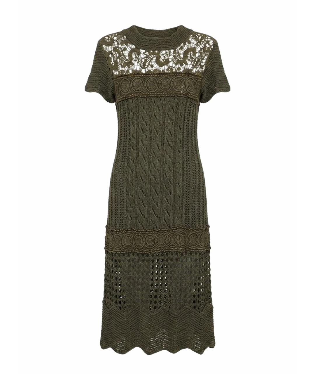 ALBERTA FERRETTI Хаки шерстяное платье, фото 1