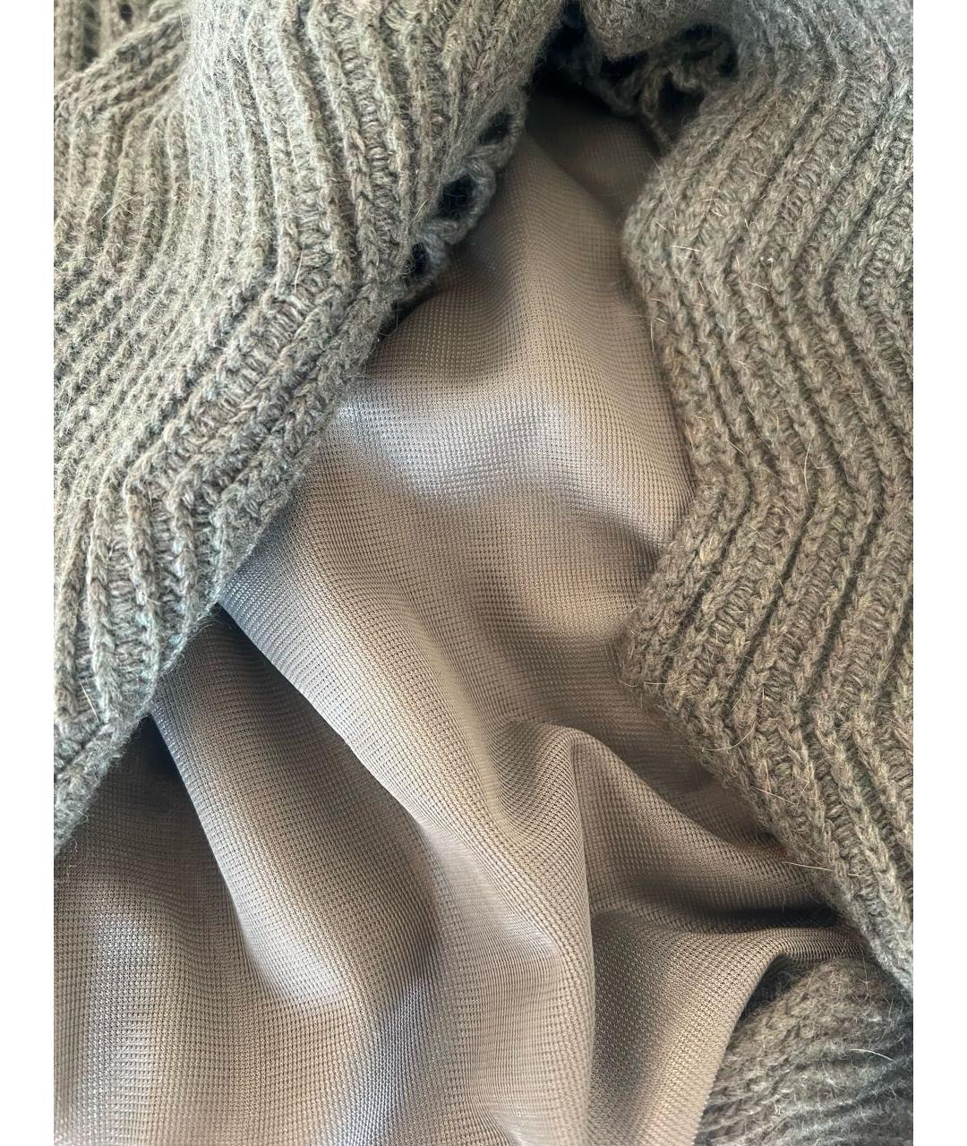 ALBERTA FERRETTI Хаки шерстяное платье, фото 4