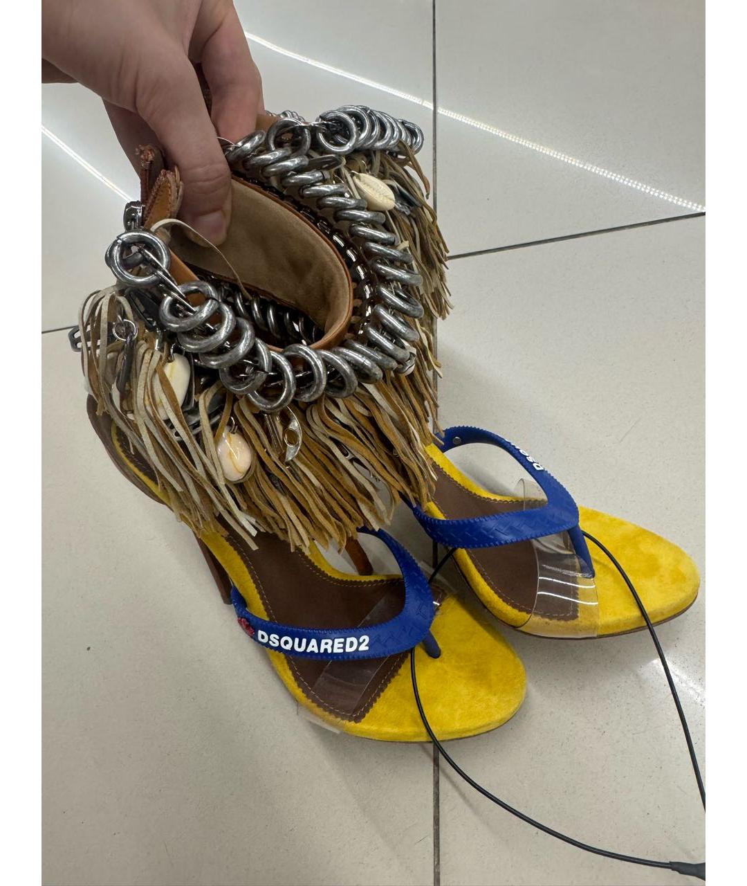 DSQUARED2 Оранжевые кожаные босоножки, фото 3