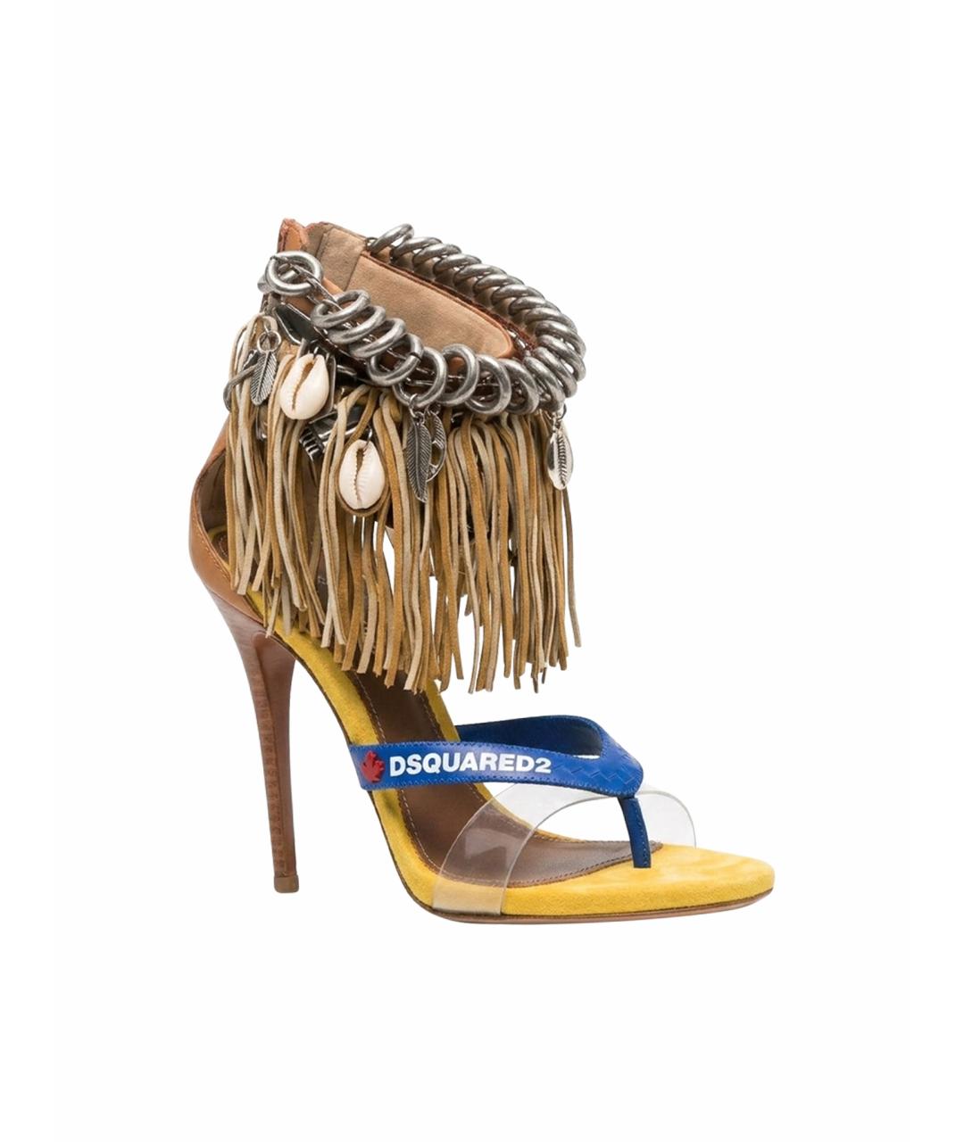 DSQUARED2 Оранжевые кожаные босоножки, фото 1