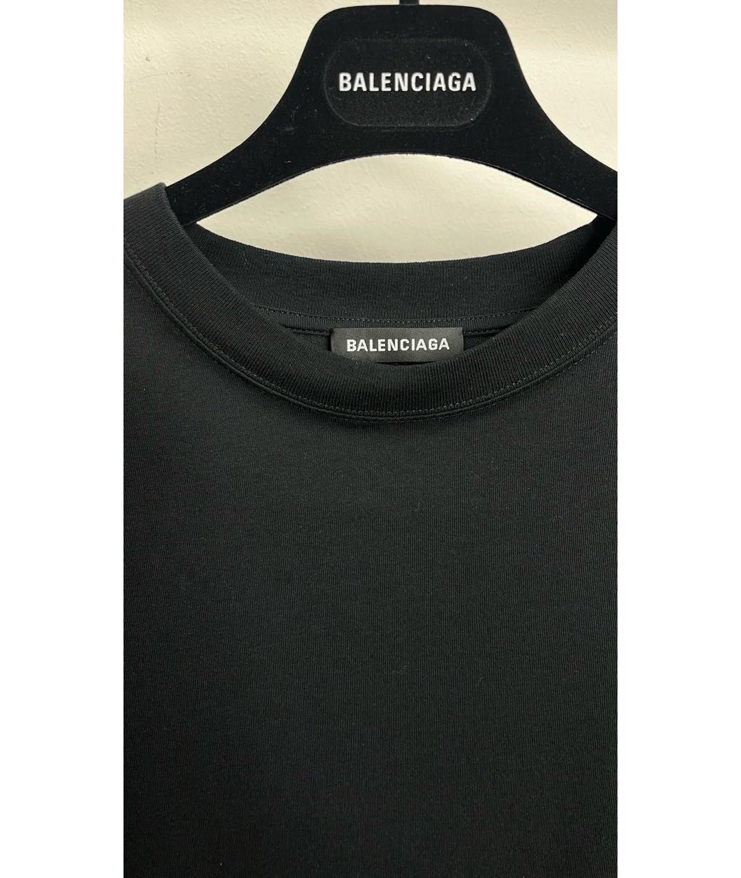 BALENCIAGA Черная хлопковая футболка, фото 4