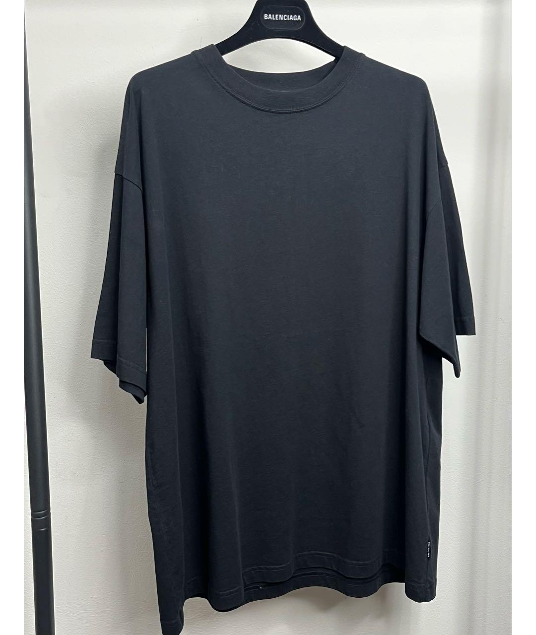 BALENCIAGA Черная хлопковая футболка, фото 5
